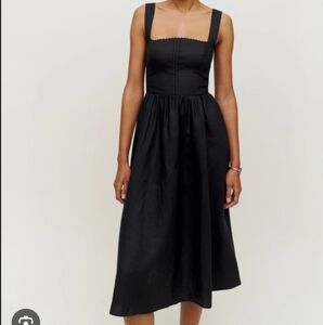 Reformation Tagliatelle black linen dress NWT
